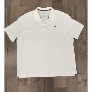 Rocawear Mens Size 2XL White Polo Shirt Preppy 90s Y2K Navy Blue Logo Short Slv